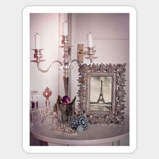 Pastel Pink Vintage Eiffel Tower Photo Frame Sticker